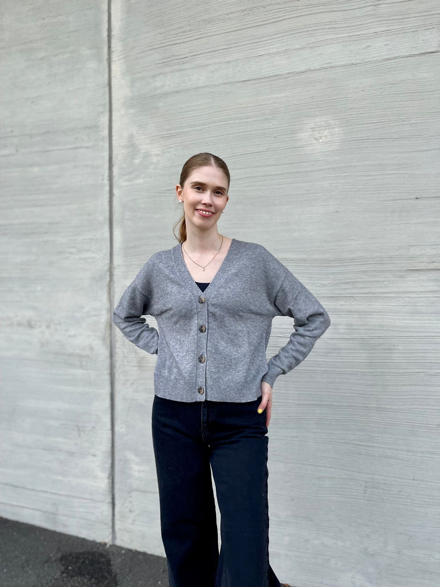 VIRIL Knit Cardigan - Medium Grey Melange