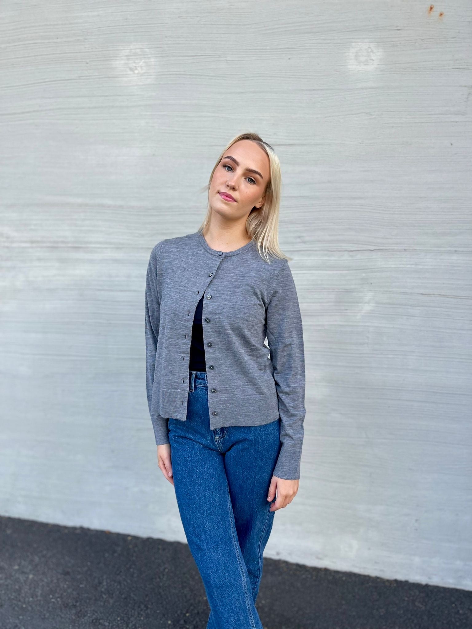 SLFTHEA Knit Cardigan - Medium Grey Melange