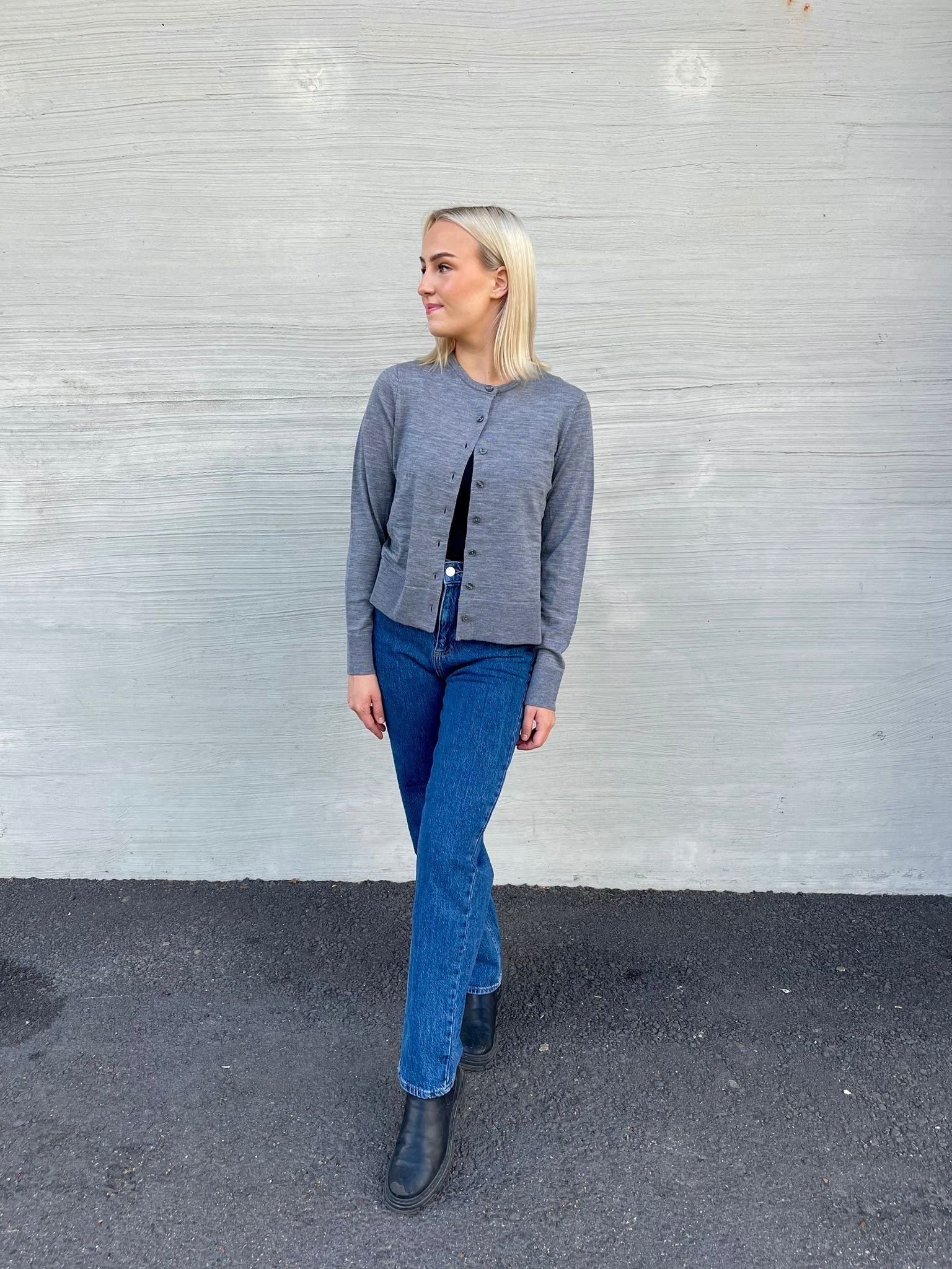 SLFTHEA Knit Cardigan - Medium Grey Melange